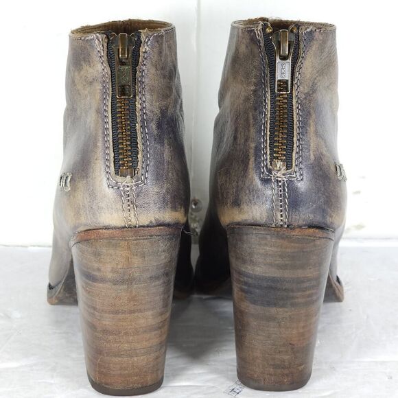 BEDSTU Women's Onset US8,5 Brown Distressed Leather Peep Toe Zip Ankle Booties - Picture 10 of 16